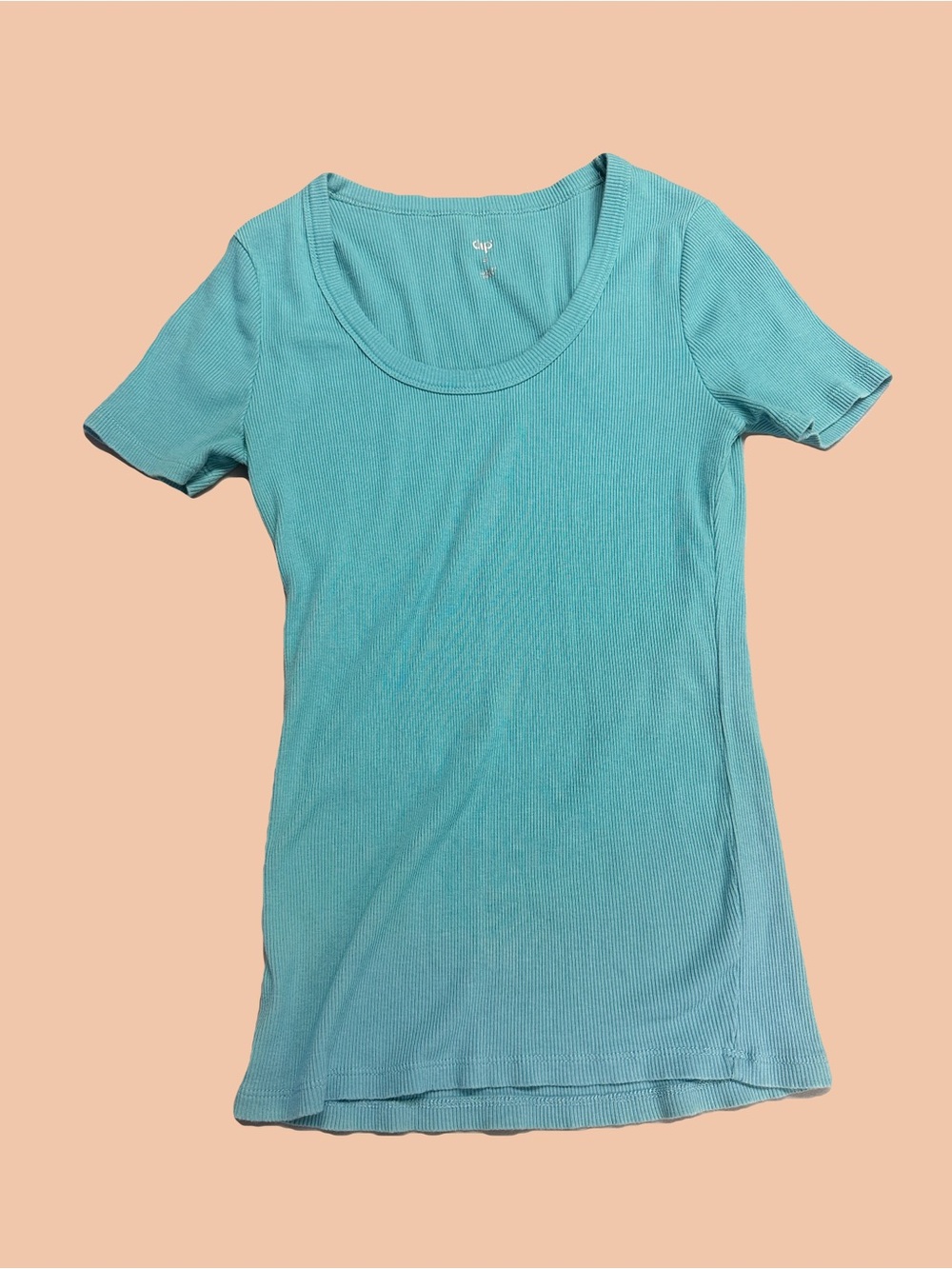 dip Short Sleeve Scoop Neck Tee - Aqua Blue